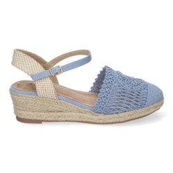 Sandalias de cuña media en yute para mujer pala crochet color beige VRA-900