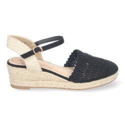 Sandalias de cuña media en yute para mujer pala crochet color beige VRA-900