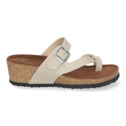 Sandalias de cuña bio estilo esclava para mujer color beige YF-87