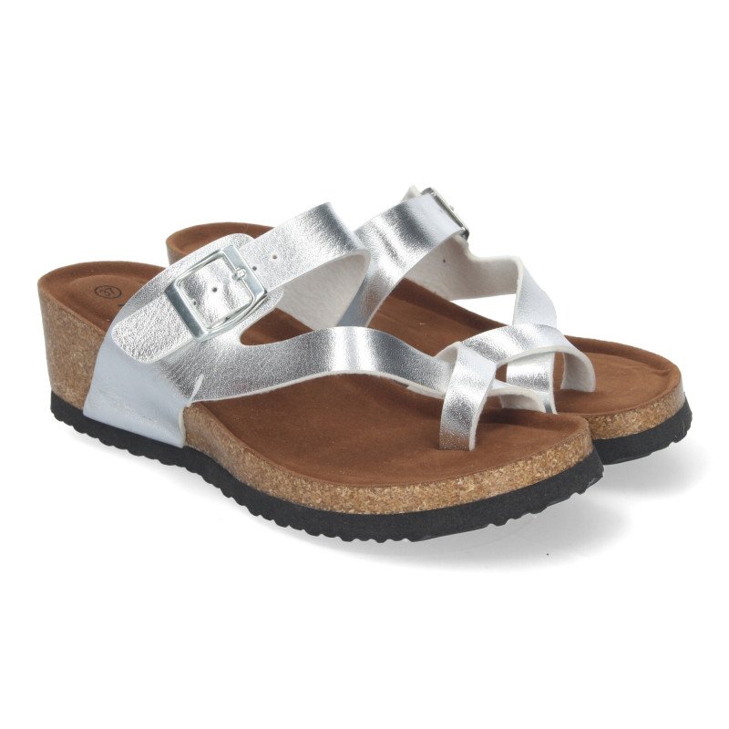 Sandalias de cuña bio estilo esclava para mujer color beige YF-87
