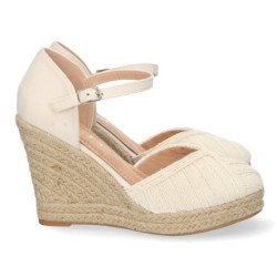 Sandalia de cuña forrada de yute pala cerrada color beige