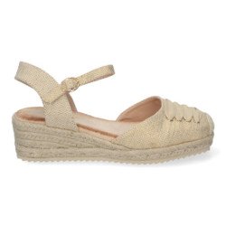 Sandalias de cuña media en yute para mujer color apricot CF-2363