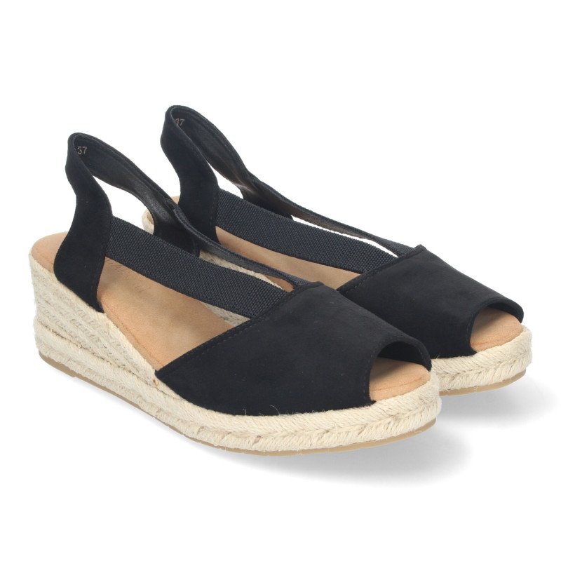 Sandalias de cuña media en yute pala abierta para mujer color beige CF-3044