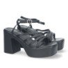 Sandalias de tacón y plataforma de vestir para mujer color negro 043