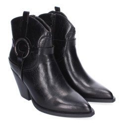 Botines cowboy para mujer tacón campero color negro 1085
