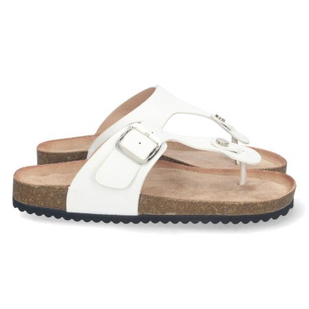 Sandalias planta bio tipo esclava con hebilla mujer color blanco 1A-1618