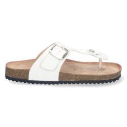 Sandalias planta bio tipo esclava con hebilla mujer color blanco 1A-1618
