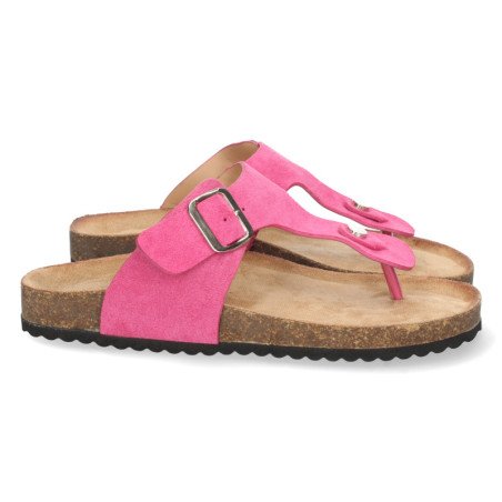 Sandalia esclava plana mujer color fucsia
