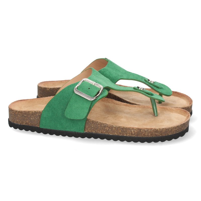 Sandalia esclava plana mujer color verde Sandalia esclava plana mujer color verde