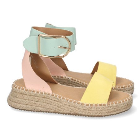 Sandalias planas mujer con yute color amarillo 1EC-0138