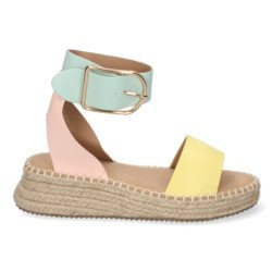 Sandalias planas mujer con yute color amarillo 1EC-0138