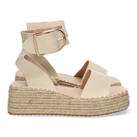 Sandalias planas mujer con yute color beige 1EC-0138