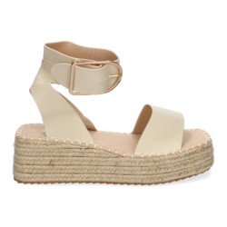 Sandalias planas mujer con yute color beige 1EC-0138