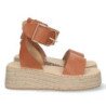 Sandalias planas mujer con yute color camel