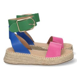 Sandalias planas mujer con yute color fucsia 1EC-0138