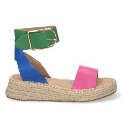 Sandalias planas mujer con yute color fucsia 1EC-0138