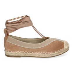 Alpargatas estilo Bailarinas planas en yute para mujer kaki 1Q30