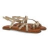 Sandalias planas cómodas trenzadas para mujer color beige 1U4