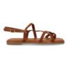 Sandalias planas cómodas trenzadas para mujer color camel 1U4