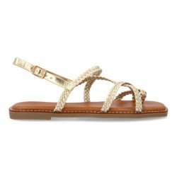 Sandalias planas cómodas trenzadas para mujer color oro 1U4