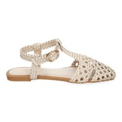 Sandalias planas para mujer diseño trenzado color beige 1U5