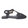Sandalias planas para mujer diseño trenzado color negro 1U5