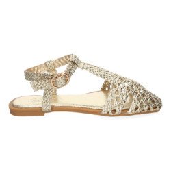 Sandalias doradas planas para mujer diseño trenzado 1U5