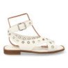 Sandalias planas cómodas ojales de metal para mujer color blanco 2287