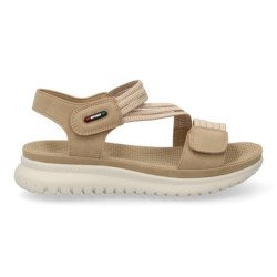 Sandalias planas cómodas para mujer color kaki 23K1688