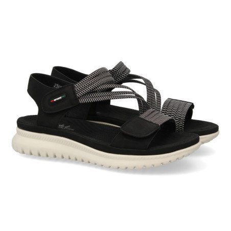 Sandalias planas cómodas para mujer color negro 23K1688