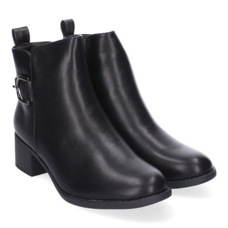 Botines de tacón bajo negros elegantes de vestir para mujer 2409