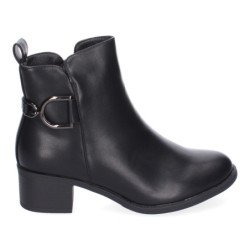 Botines de tacón bajo negros elegantes de vestir para mujer 2409