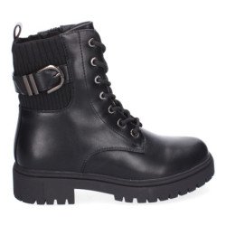 Botas militares cómodas hebilla para mujer color negro 2418