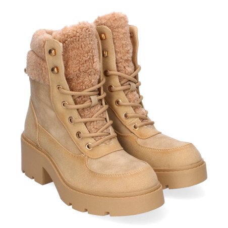 Botas estilo leñador con borreguillo para mujer color kaki 2421