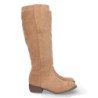 Botas de caña alta y planas cierre cremallera mujer color camel