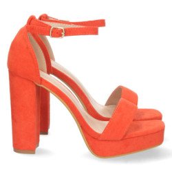 Sandalia de tacón cómodo para fiesta mujer color naranja