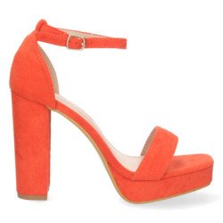 Sandalia de tacón cómodo para fiesta mujer color naranja