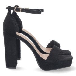Sandalia de tacón cómodo para fiesta mujer color negro