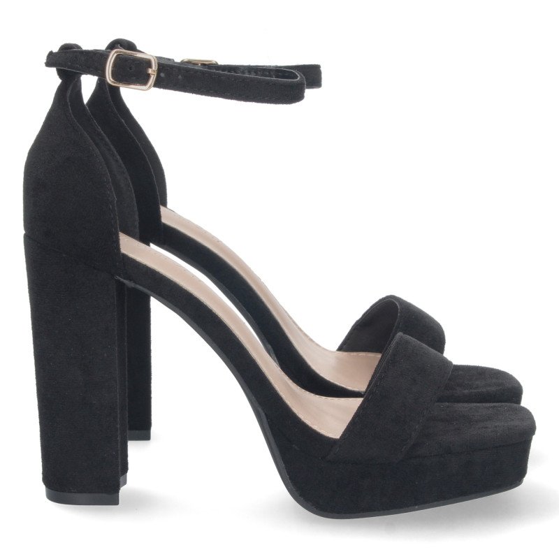 Sandalia de tacón cómodo para fiesta mujer color negro