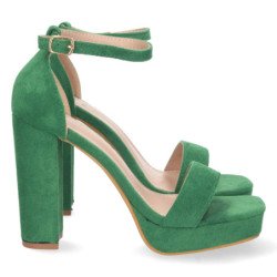 Sandalia de tacón cómodo para fiesta mujer color verde
