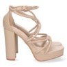 Sandalias de tacon para fiesta con mini plataforma mujer beige