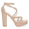 Sandalias de tacon para fiesta con mini plataforma mujer beige