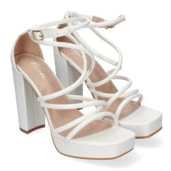 Sandalias de tacón con tiras para fiesta mujer color blanco 2BL-2099