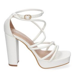 Sandalias de tacón con tiras para fiesta mujer color blanco 2BL-2099