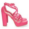 Sandalias de tacon para fiesta con mini plataforma mujer fucsia