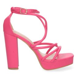Sandalias de tacon para fiesta con mini plataforma mujer fucsia