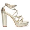 Sandalias doradas de tacón para fiesta mujer