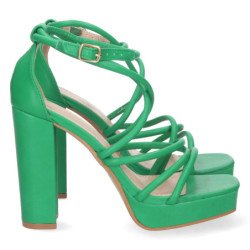 Sandalias de tacon para fiesta con mini plataforma mujer verde