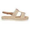 Sandalias planas forradas en yute hebilla mujer color apricot