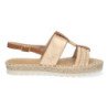 Sandalias planas forradas en yute hebilla mujer color champán